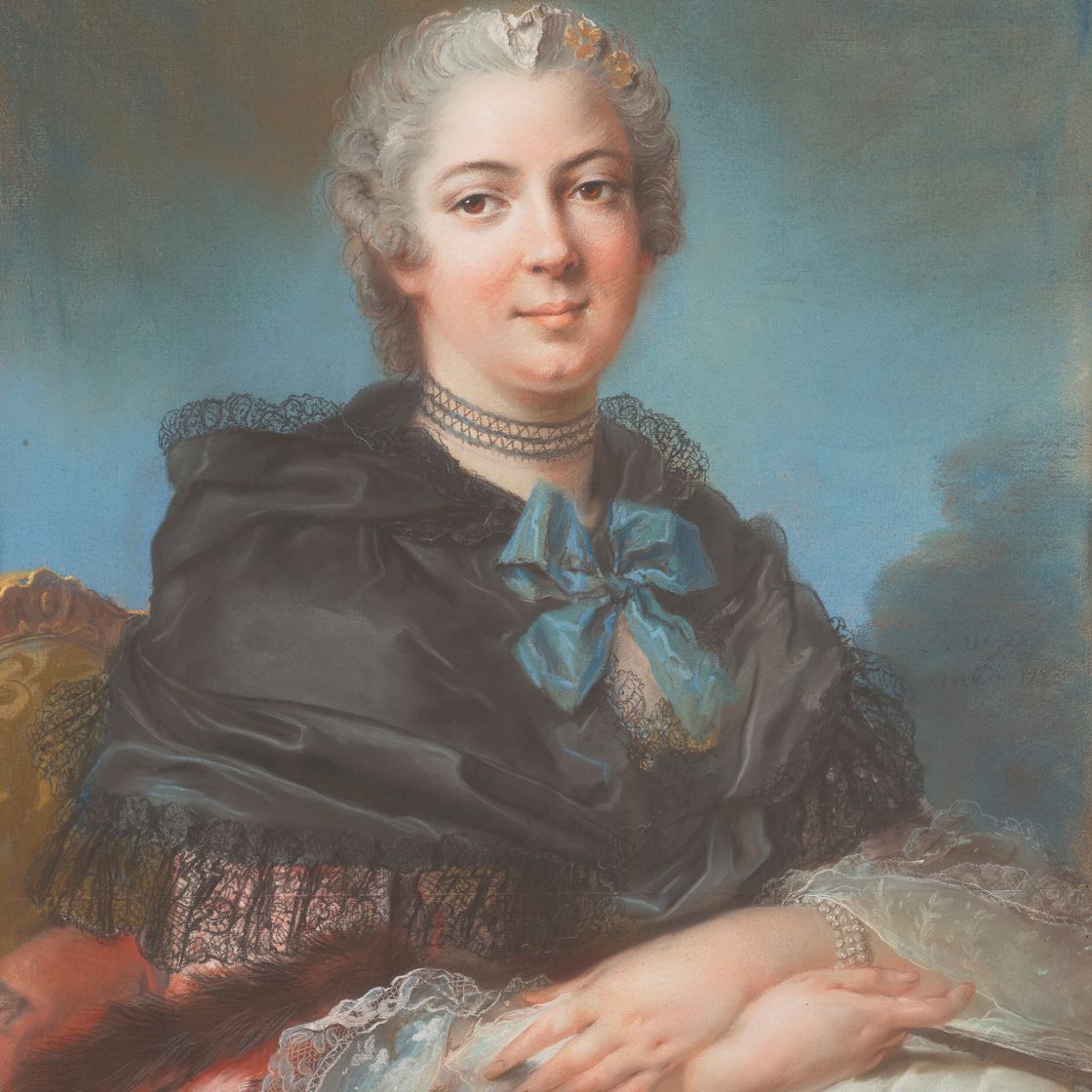 French School — Портрет-презюме Анжелики-Софи де Отфор (1703-1789) в замке
