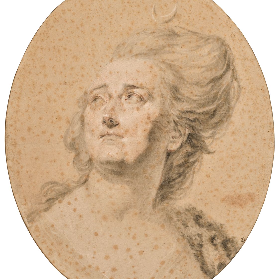 French School — Портрет на бюсте актрисы Пьеретты Элен Пине (1740-1782), мадемуазель д'Эпине и Дианы