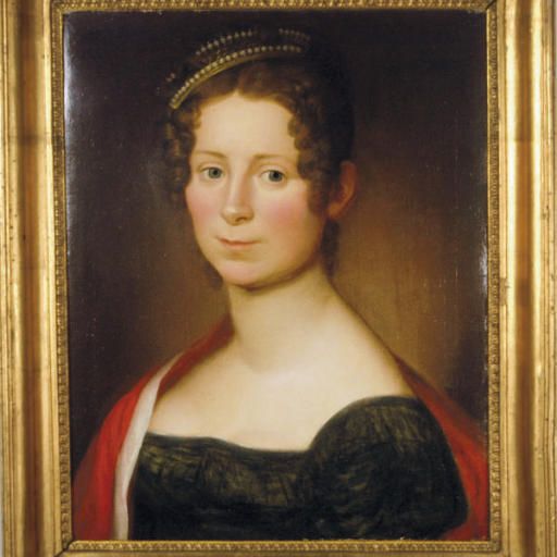 French School — Портрет дамы, голова и плечи, в красной шали