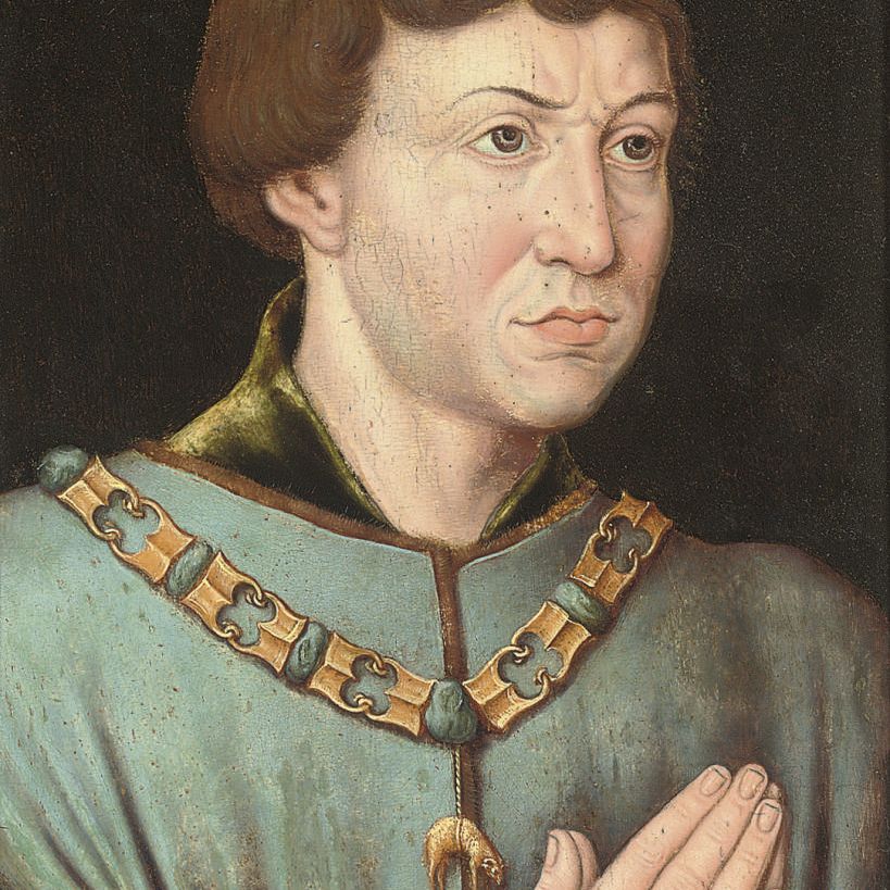 French School — Портрет Карла Смелого, герцога Бургундского (1433-1477), в полный рост, в молитве