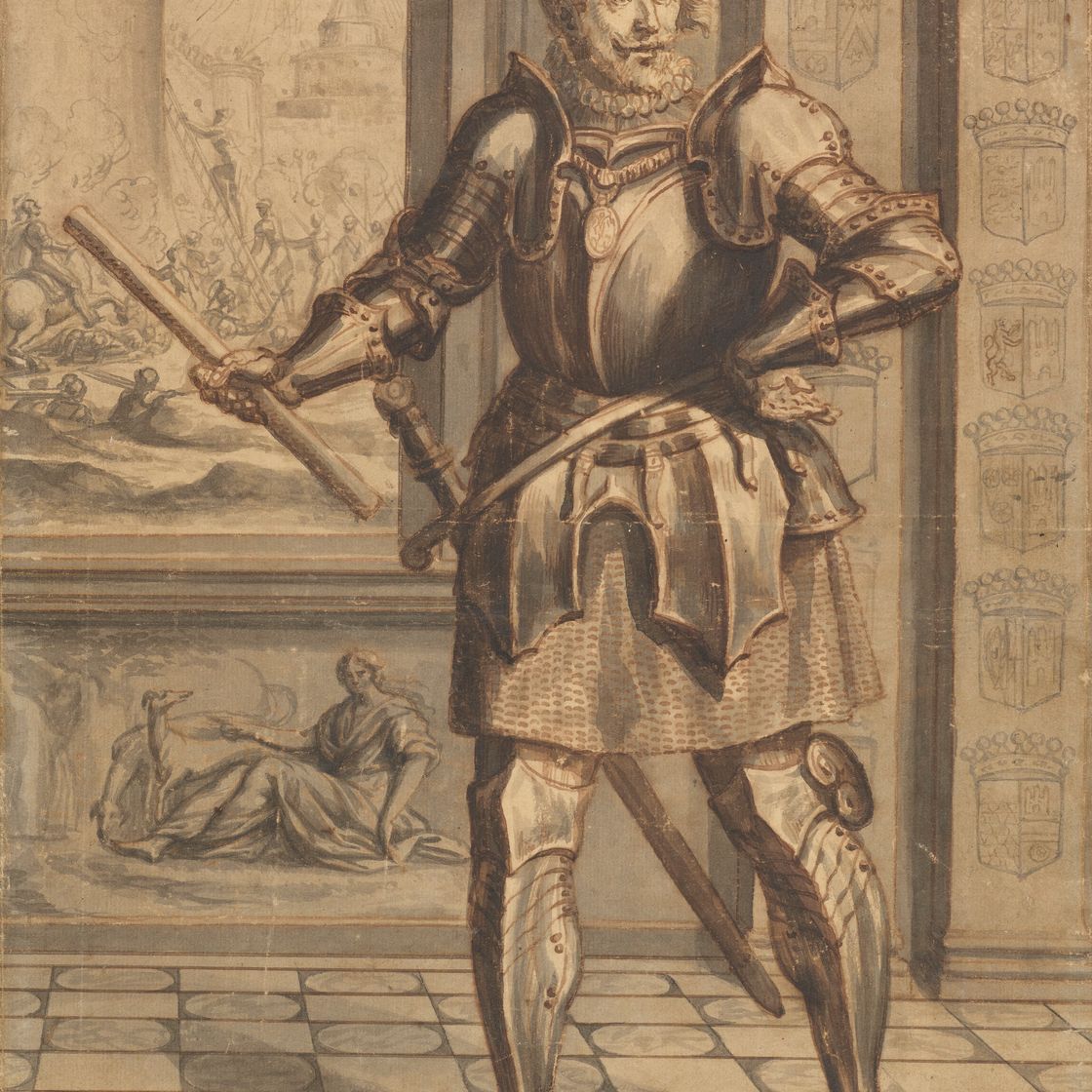 French School — Портрет маркиза и графа Шарля де Ростена (1573-1660) в доспехах, изображение 1