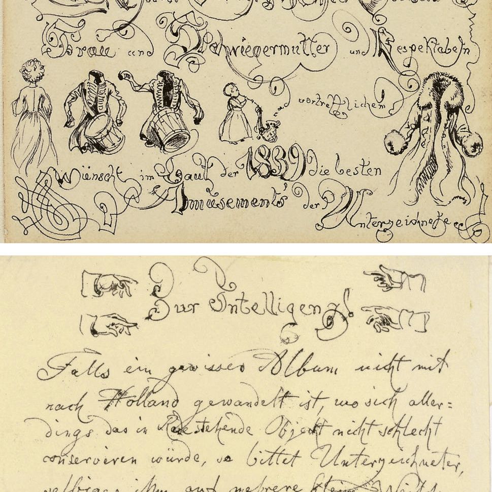 Friedrich — Поздравительная открытка 1839 года