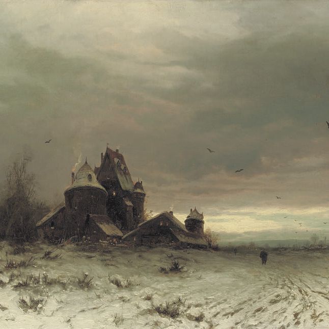 Friedrich — Замок на фоне зимнего пейзажа