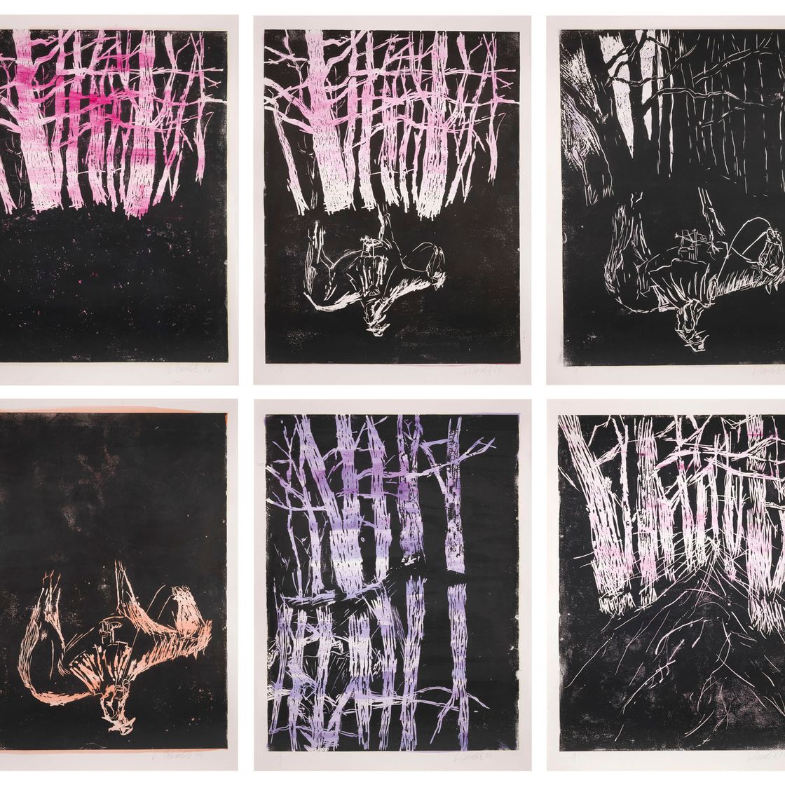 Georg Baselitz — (i) В лесу и на пустоши: Полярное сияние (В лесу и на вересковой пустоши: Полярное сияние) (ii) Я в лесу и на пустоши: Дер Ауфритт (В лесу и на пустоши: Появление) (iii) Я в лесу и на пустоши: Я вижу Карла Мая (В лесу и на пустоши: Я знаю, что показываю Карла Мая) (iv) Я в лесу и на пустоши: Я показываю Карла Мая) (iv) Я в лесу и на пустоши: Я показываю Карла Мая (iv) Я в лесу и на пустоши: Я показываю Карла Мая (iv) Я в лесу и на пустоши: Я показываю Карла Мая (iv): Das Pferd (В лесу и на пустоши: Лошадь) (v) Я иду по лесу и на пустоши: Тишина (В лесу и на пустоши: Тишина) (vi) Я иду по лесу и на пустоши: Путь), изображение 1