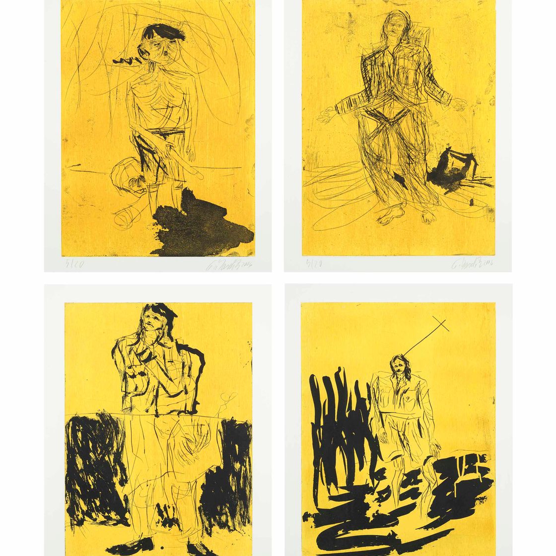 Georg Baselitz — (i) "Большая ночь в ковше" (Ремикс)) (ii) "Новый тип" (Ремикс) (Новая модель (Ремикс)) (iii) "Маляр в камине" (Ремикс) (Художник в пальто (Ремикс)) (iv) " Хирте (ремикс) (The Shepard (ремикс))