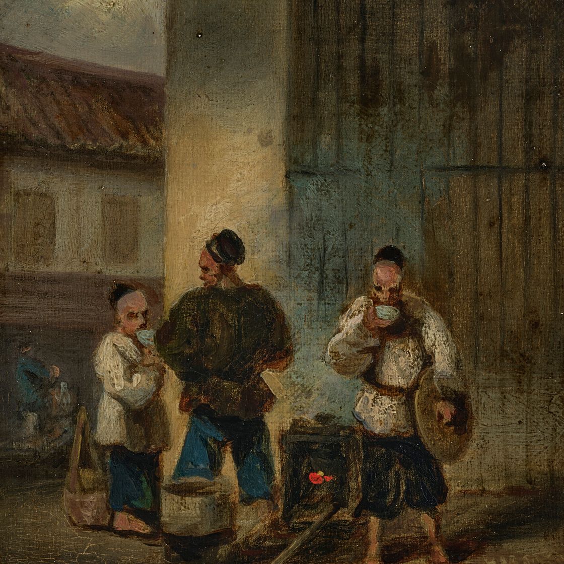 George Chinnery — Трое мужчин пьют суп у жаровни, изображение 1