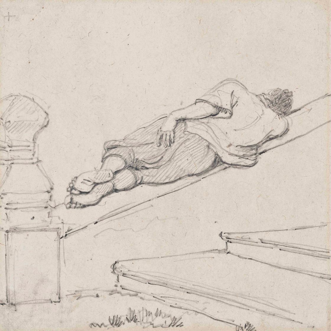 George Chinnery — Кули спит на ступеньках, Макао