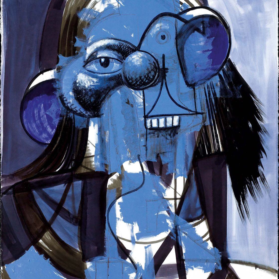 George Condo — Синяя портретная композиция