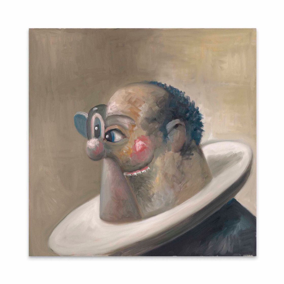 George Condo — Портрет в гризайле