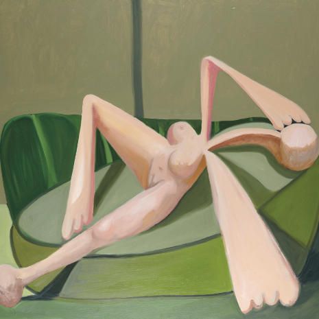 George Condo — Полулежа обнаженной на зеленом диване