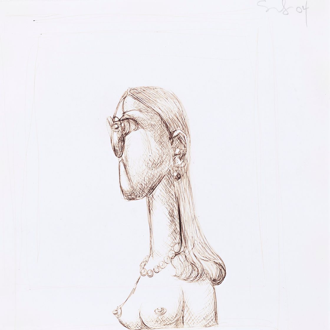 George Condo — Обнаженная девушка с бусами