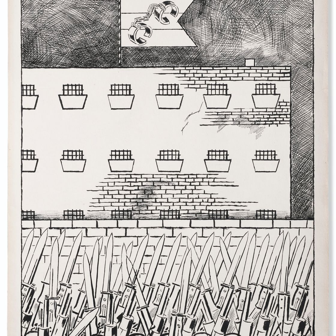 George Grosz — Государственный дом-Республика ( справа ) ; Этюд о политиках и тюремщиках ( сзади ), изображение 1