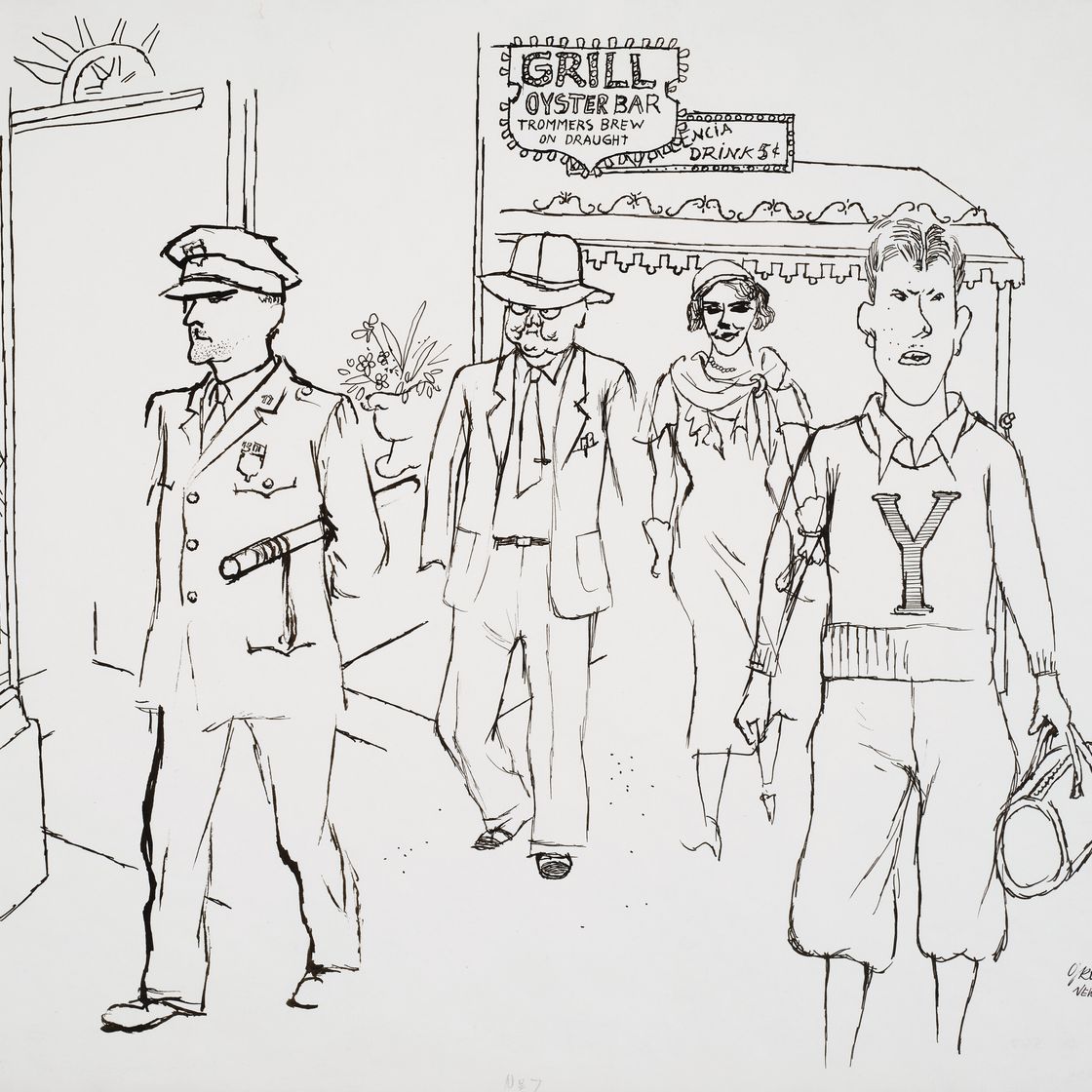 George Grosz — Гриль-устричный бар, Нью-Йорк, изображение 1