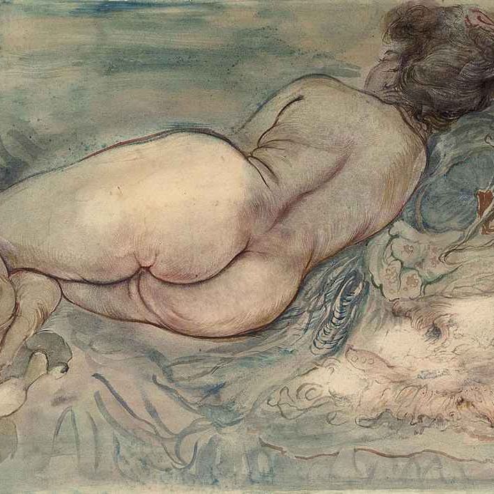 George Grosz — Отдыхающая обнаженная Женщина