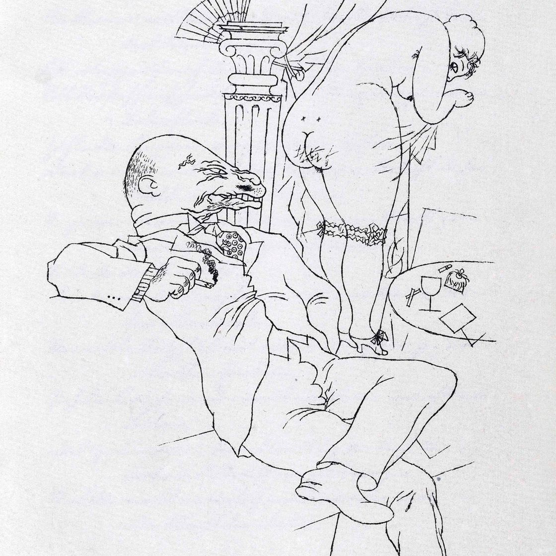 George Grosz — Альфред Майер, "Дионис-Мункепункэ". "Гротескная любовь", Фриц Гурлитт, Берлин, 1921