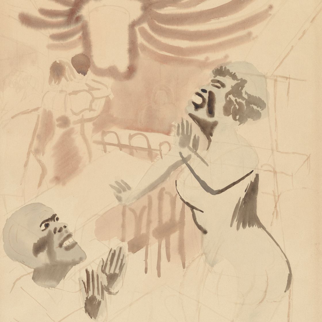 George Grosz — Джазовый певец ( прямая речь ); Без названия ( оборотная сторона ), изображение 1