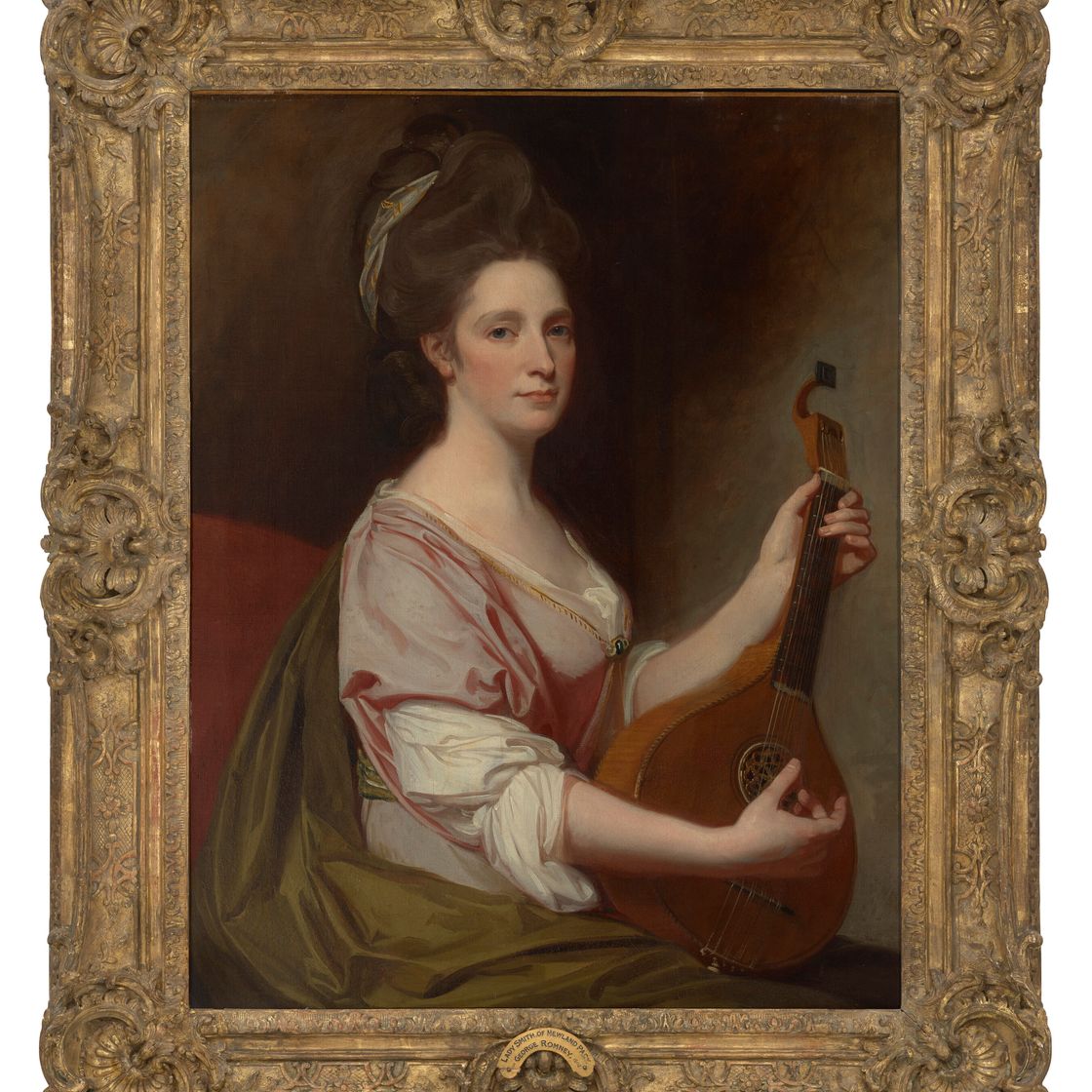 George Romney — Портрет Генриетты, леди Смит, урожденной Додсворт (1736-1795), длиной в три четверти, играющей на лютне, изображение 2