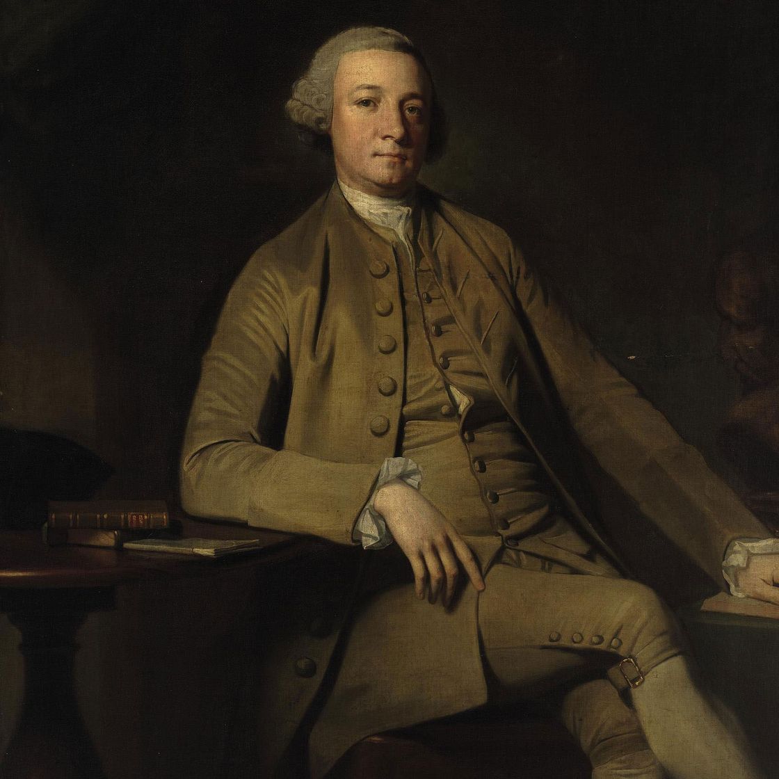George Romney — Портрет джентльмена, сидящего в полный рост за столом рядом с ним