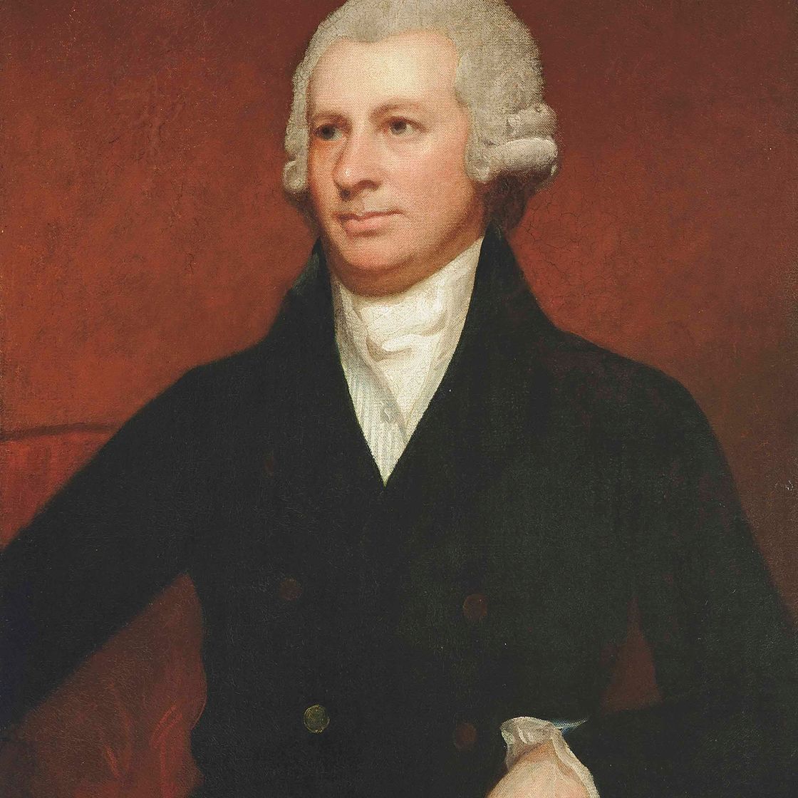 George Romney — Портрет Джона Спарлинга (умер в 1778 году), в полный рост, в черном сюртуке
