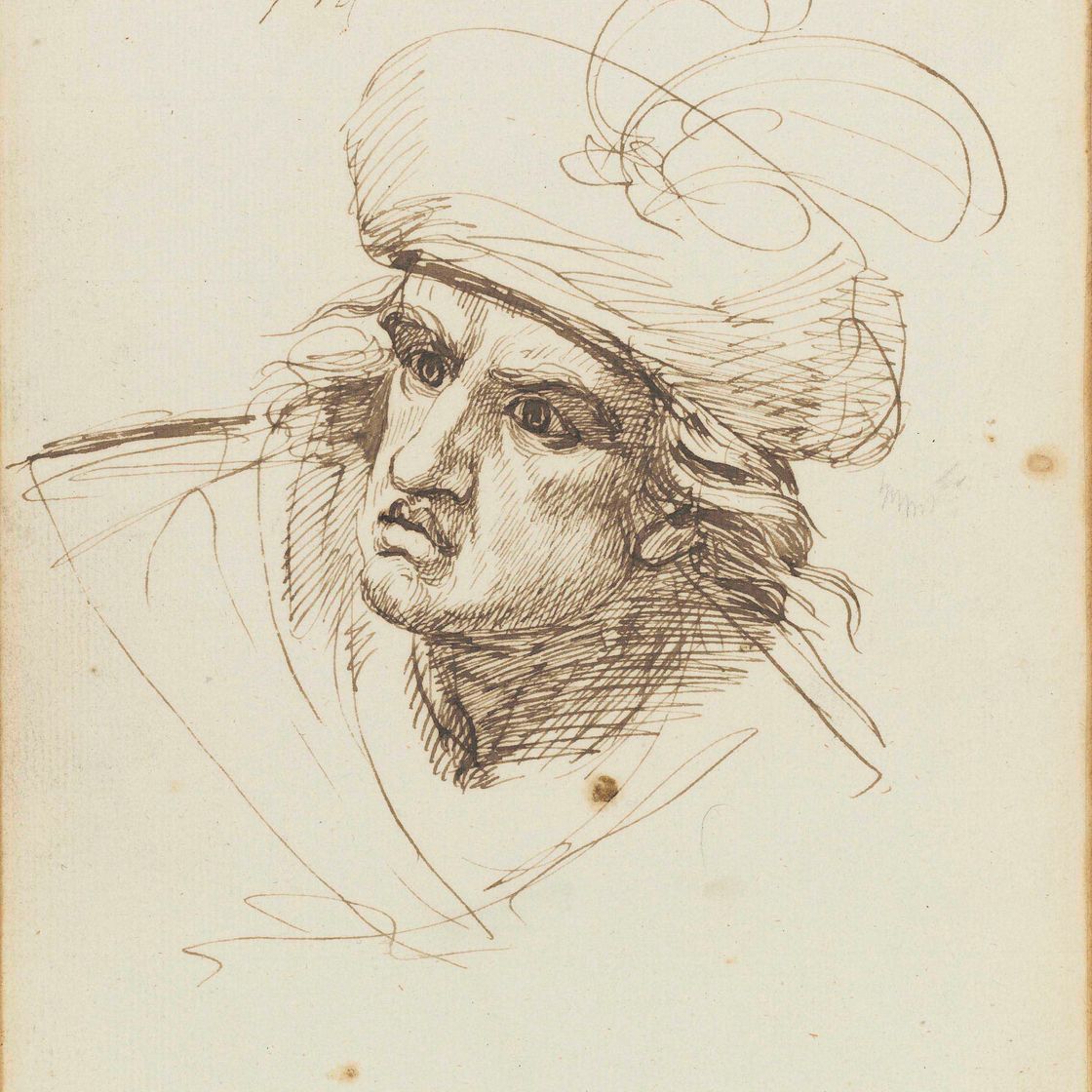 George Romney — Портрет мужчины во весь рост, в шляпе с перьями, традиционно называемого Макбетом
