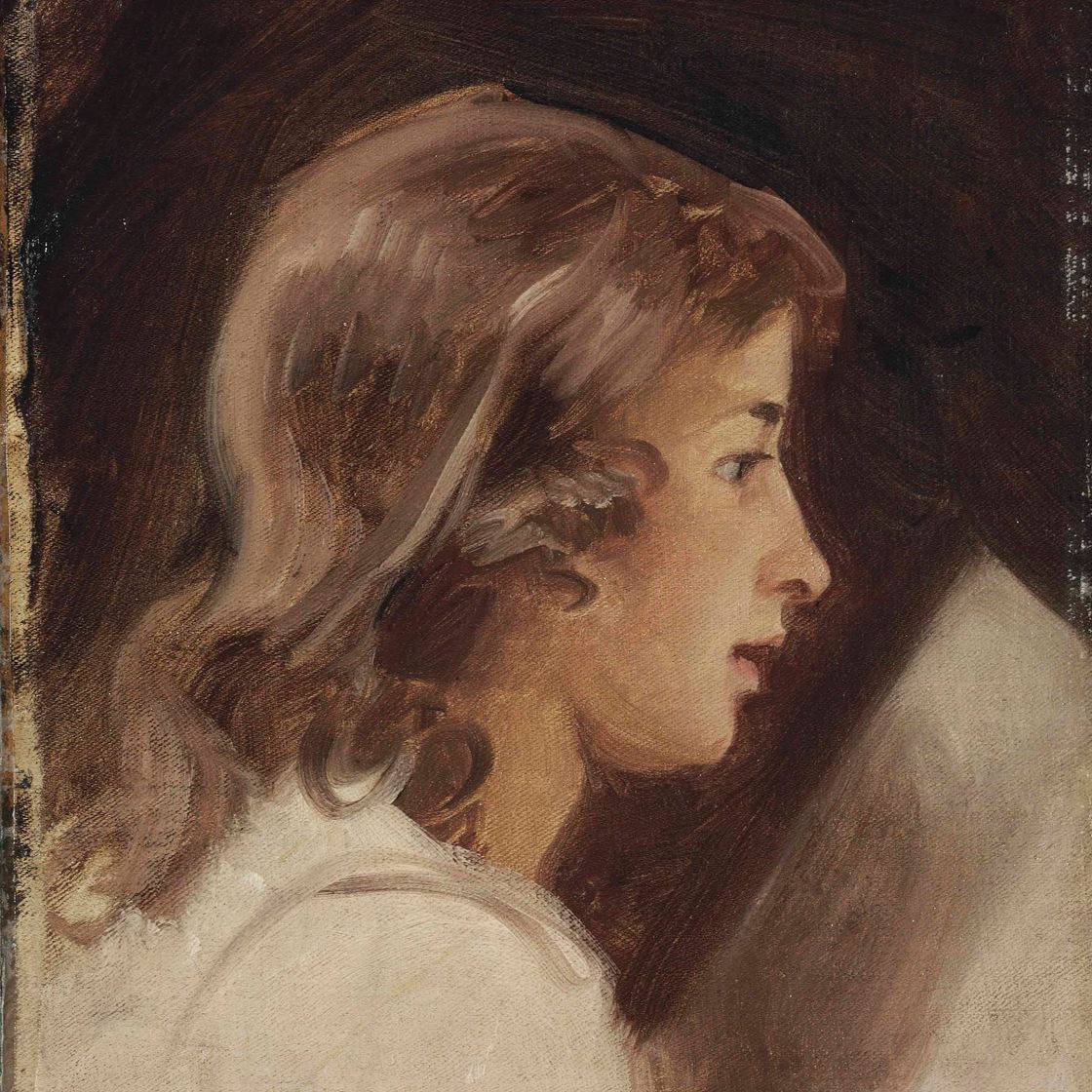 George Romney — Этюд читающего мальчика, в профиль, во весь рост