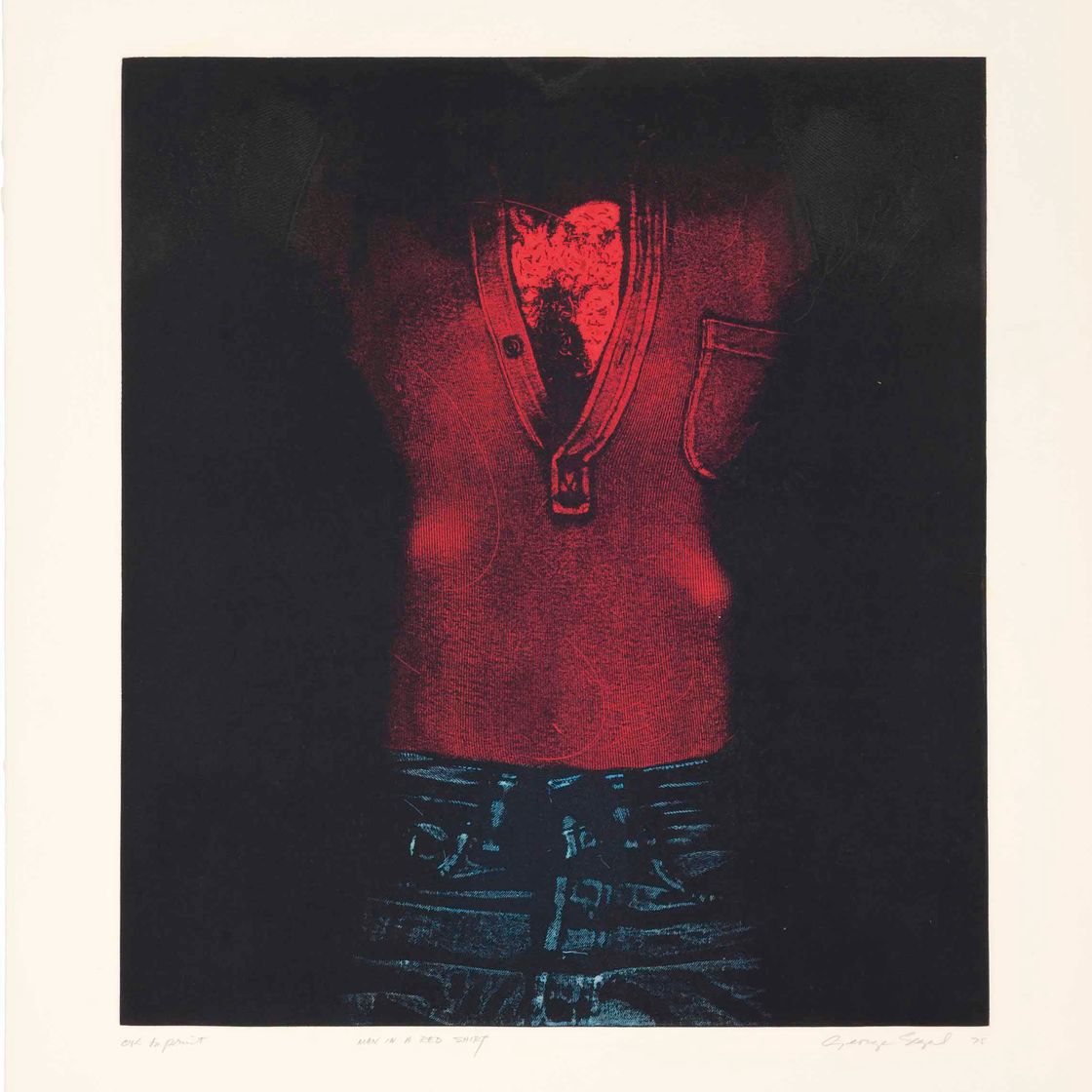 George Segal — Мужчина в красной рубашке, из: Blue Jeans