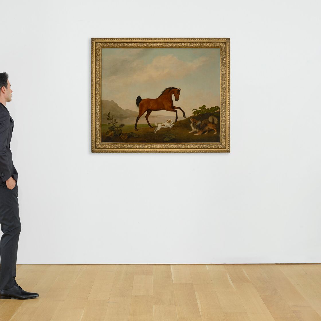 George Stubbs — Гарцующая лошадь с двумя собаками на фоне пейзажа, изображение 4