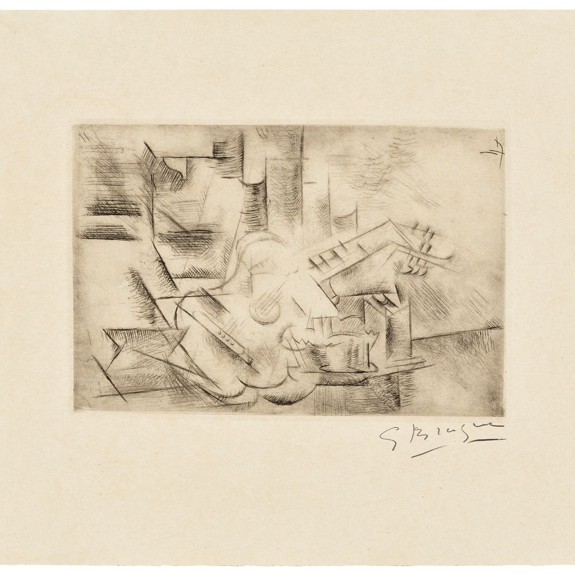 Georges Braque — Миниатюрная кубистическая гитара (гитара за одним столом)