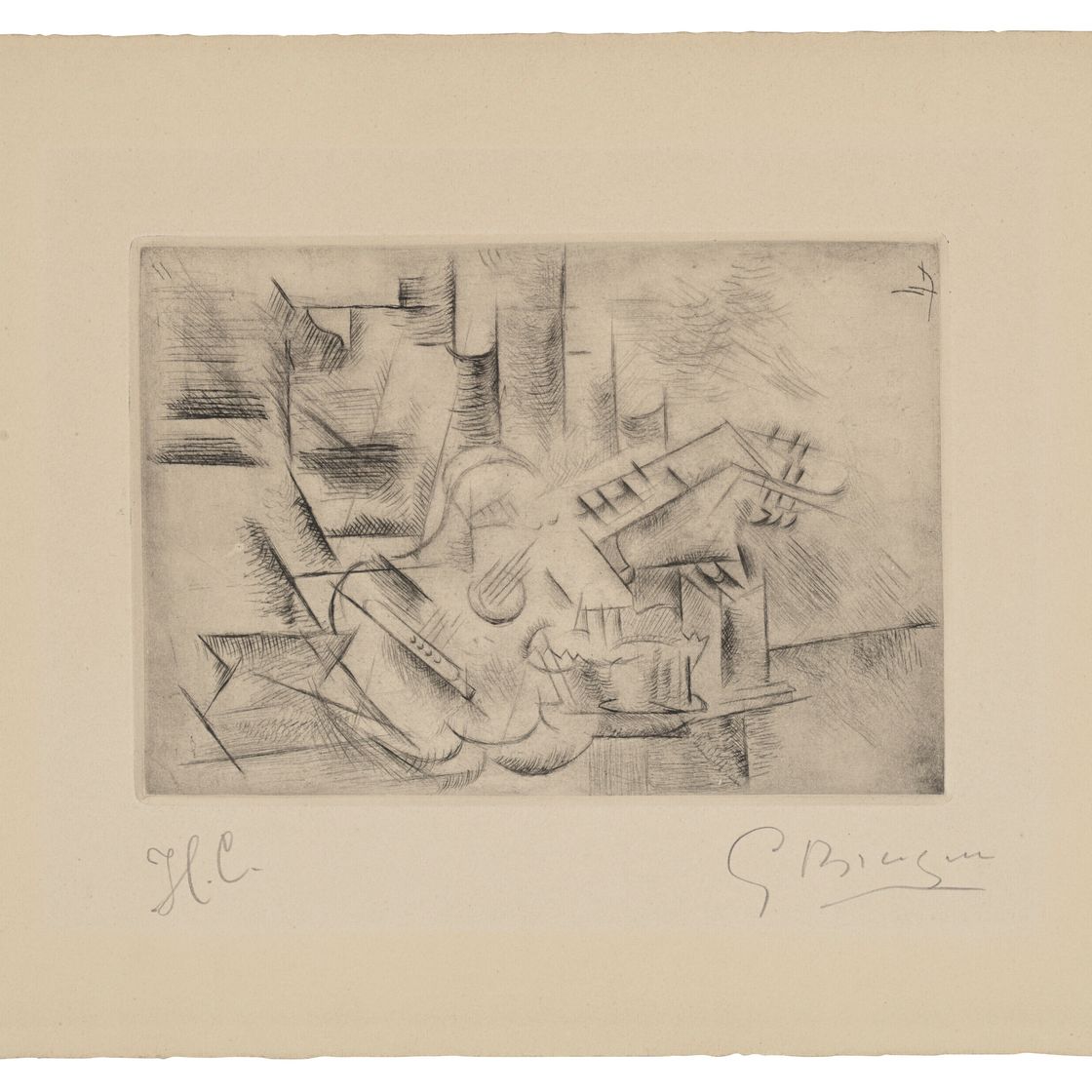 Georges Braque — Миниатюрная кубистическая гитара (гитара за одним столом)