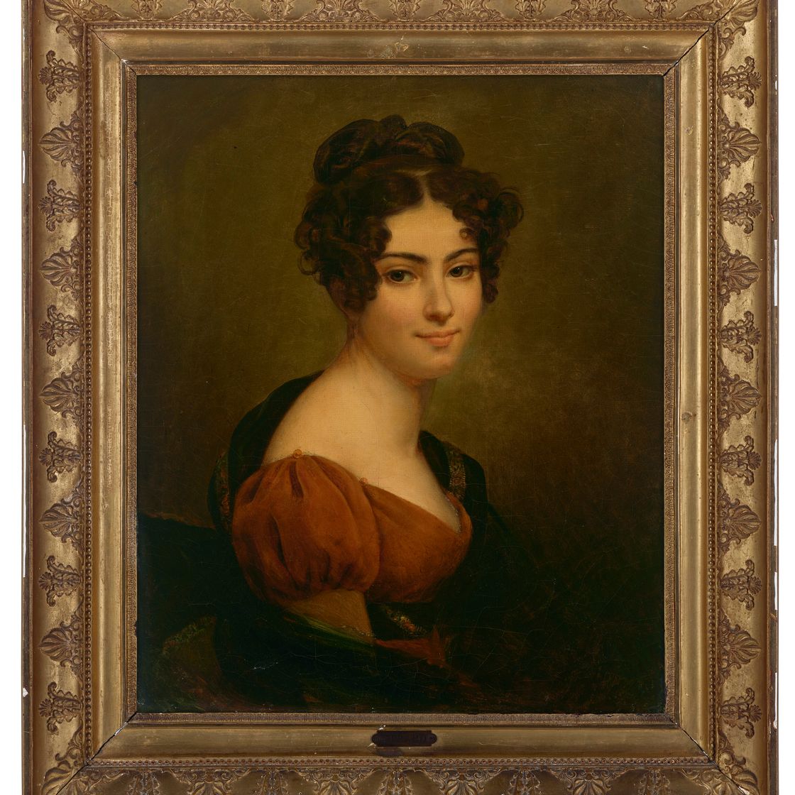 Gérard — Портрет графини Жюли Гюго, урожденной Монферье (1797-1865), длиной до груди, в коричневом платье с черной шалью, изображение 2