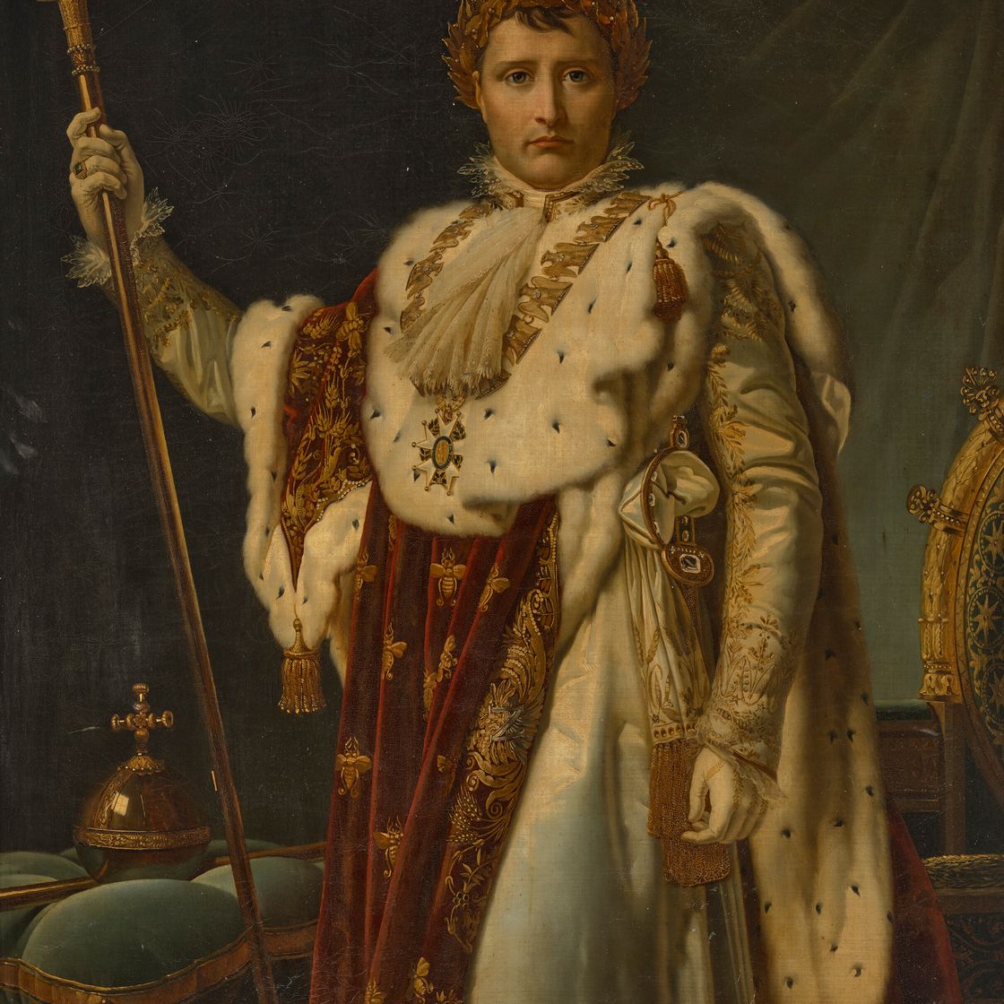 Gérard — Портрет Наполеона Бонапарта (1769-1821), императора Франции, в три четверти роста, в коронационном облачении, изображение 2
