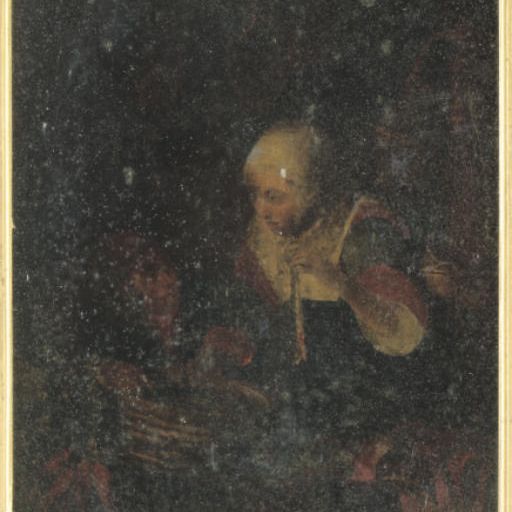 Gerrit Dou — Бакалейная лавка: Продавец селедки и мальчик