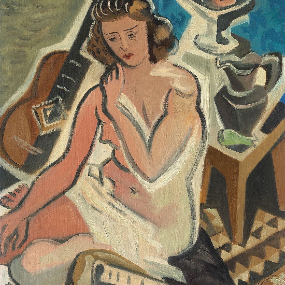Gino Severini — Донна из читарры (Обнаженная и естественная морта)