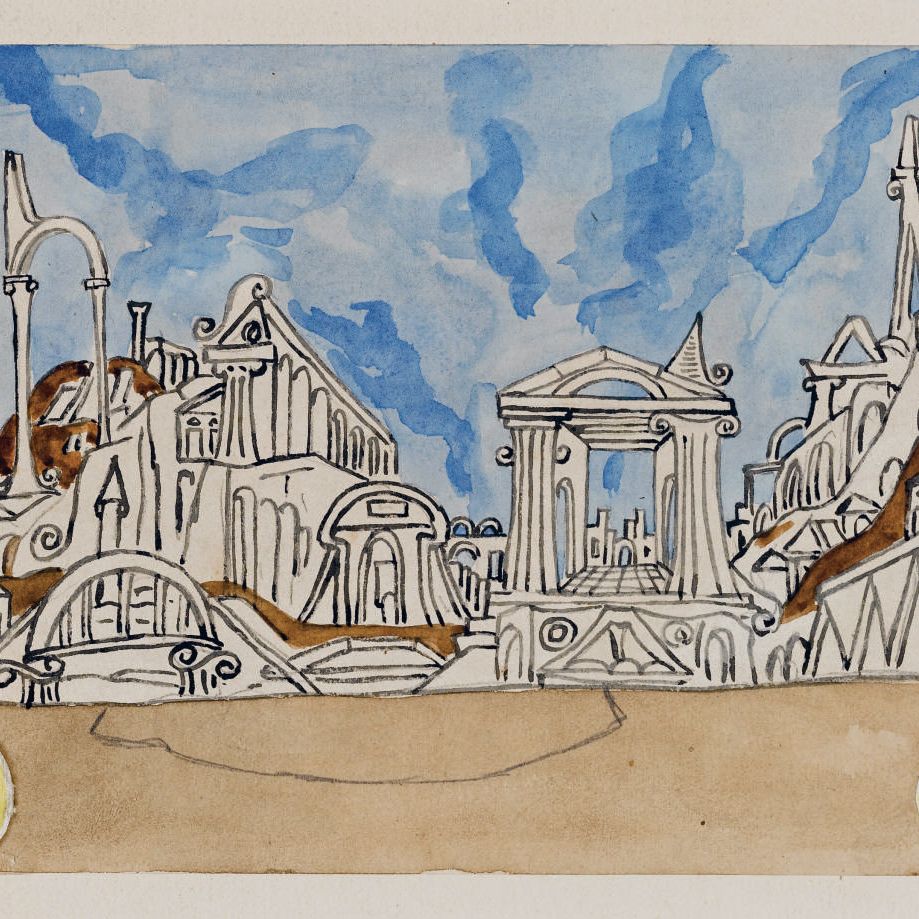 Giorgio de Chirico — Боццетто на Анфионе (латераль кинта)