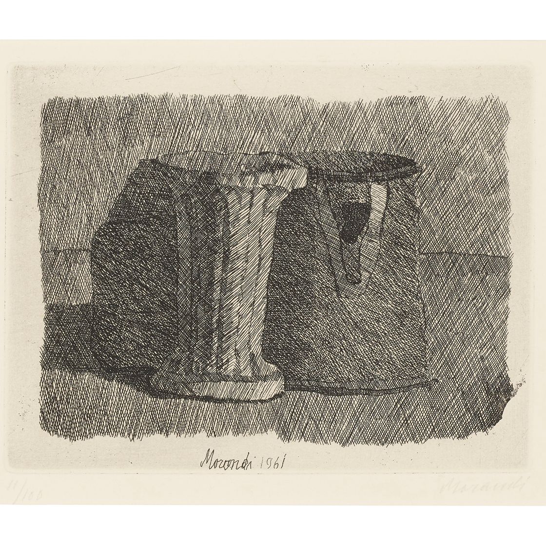 Giorgio Morandi — Живописная природа морты в тре оггетти