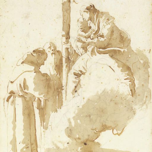 Giovanni Battista Tiepolo — Мадонна с младенцем, которой поклонялись святой Антоний и аббат