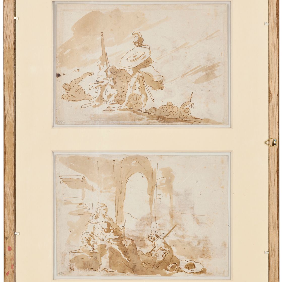 Giovanni Battista Tiepolo — Этюды к фигурам в "Моисее и бронзовом змее" (справа); "Смерть Софонисбы" (оборотная сторона); и этюды к фигурам в "Моисее и бронзовом змее" (справа); "Святом семействе" (оборотная сторона), изображение 7