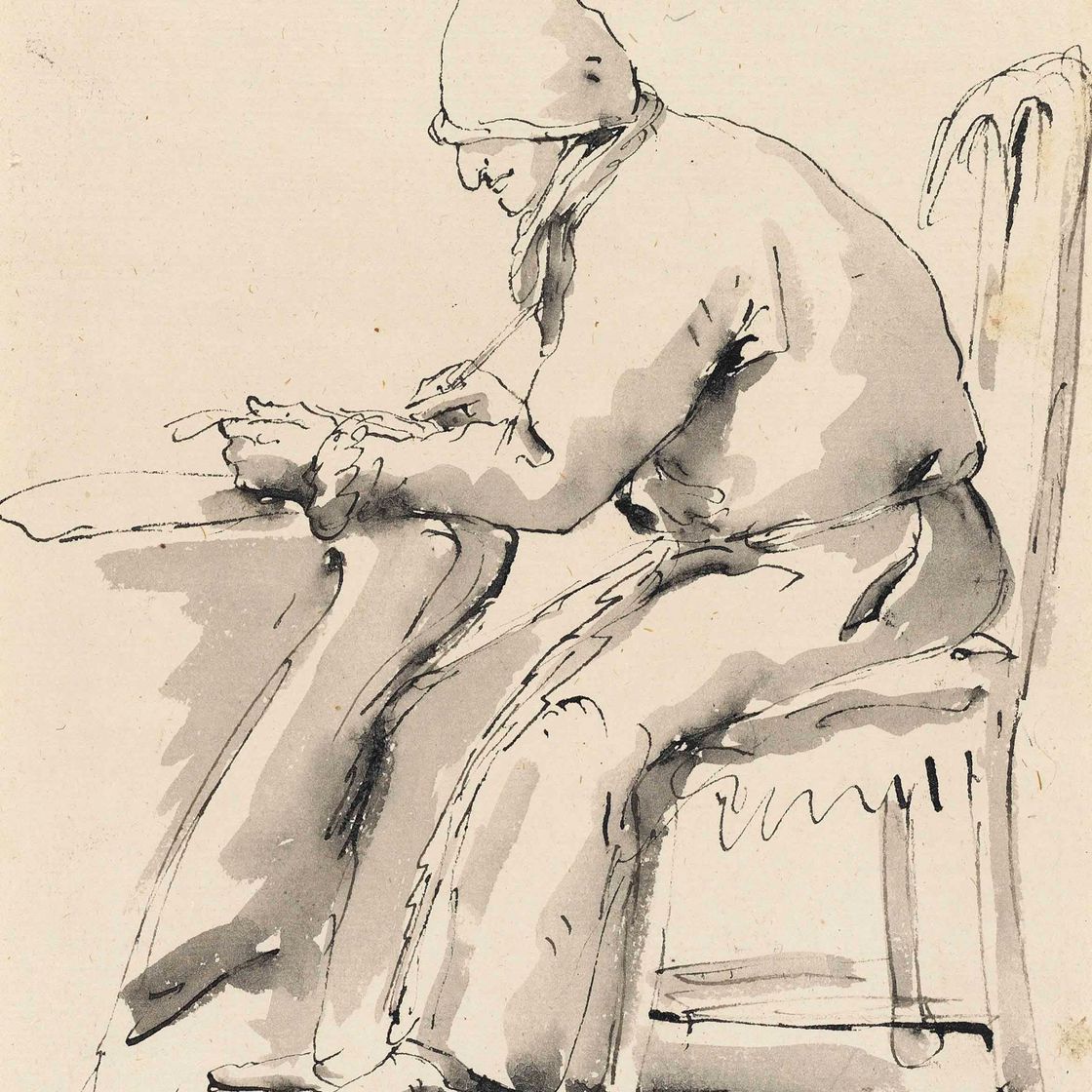 Giovanni Battista Tiepolo — Карикатура на писца, сидящего за письменным столом