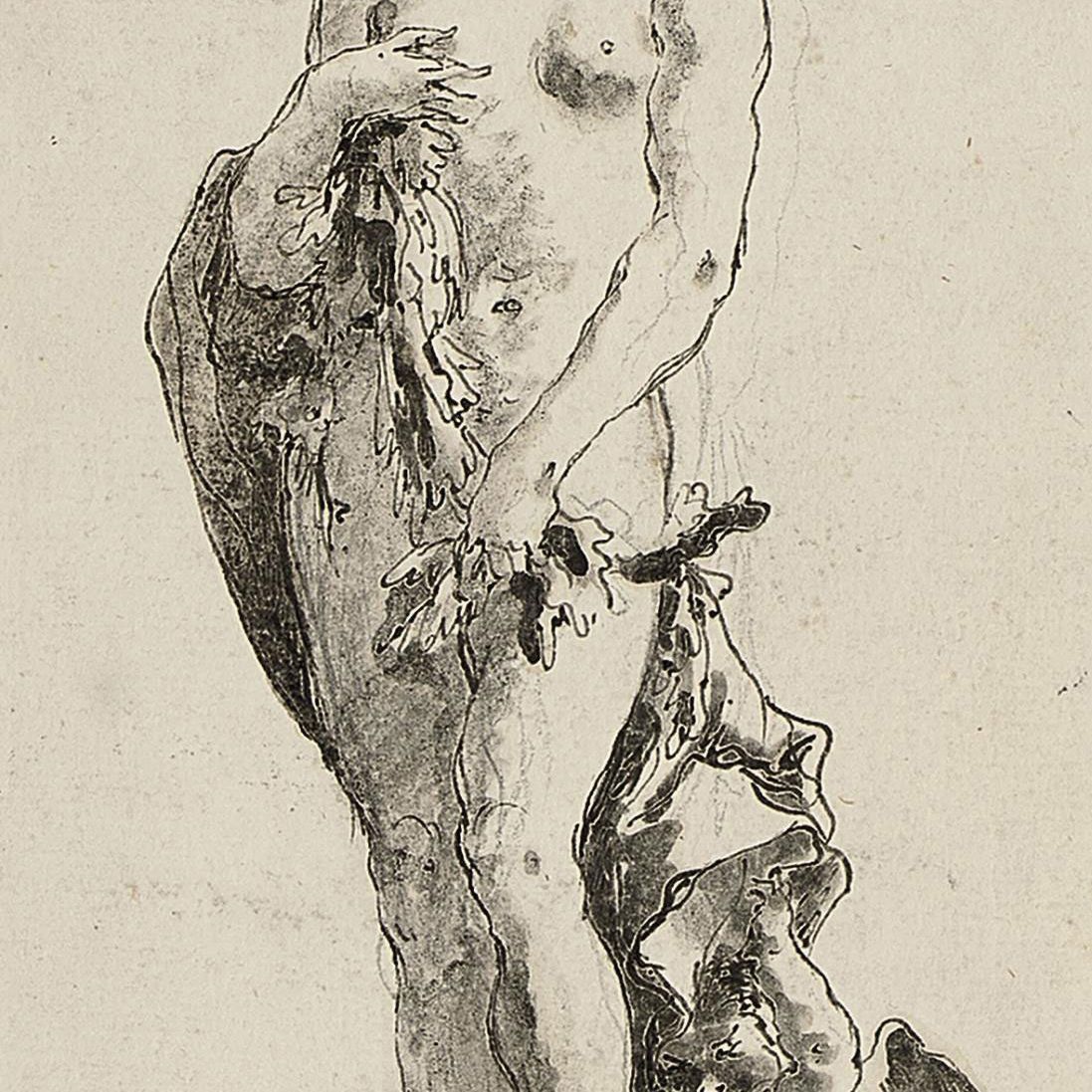Giovanni Battista Tiepolo — Карикатура на стоящего кавалера, опирающегося на посох