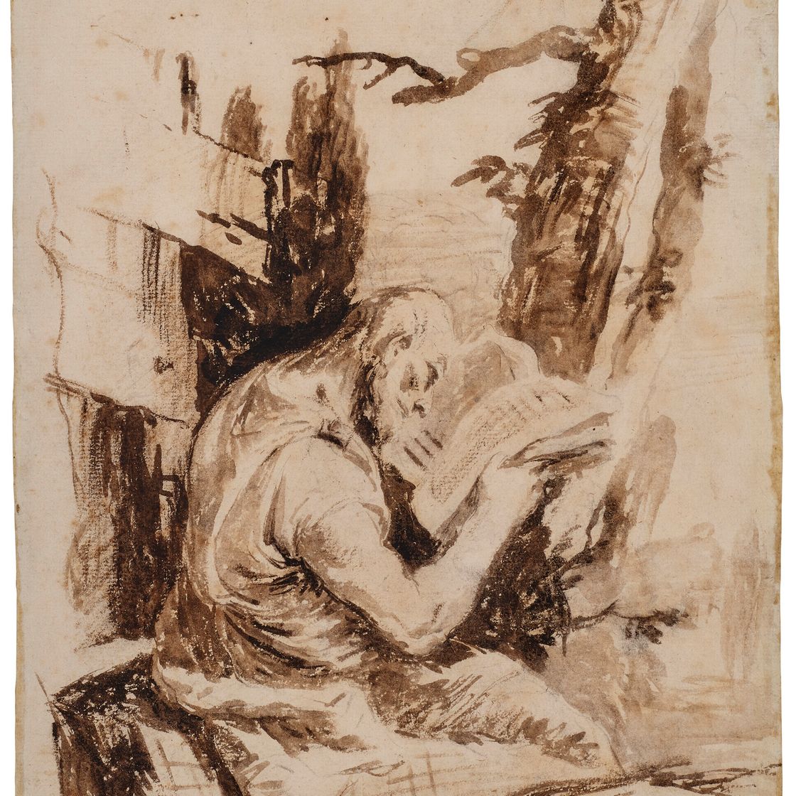 Giovanni Battista Tiepolo — Святой отшельник, читающий в пустыне, изображение 1