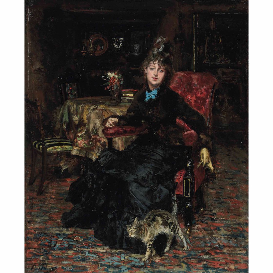 Giovanni Boldini — Синьора седута с гатто