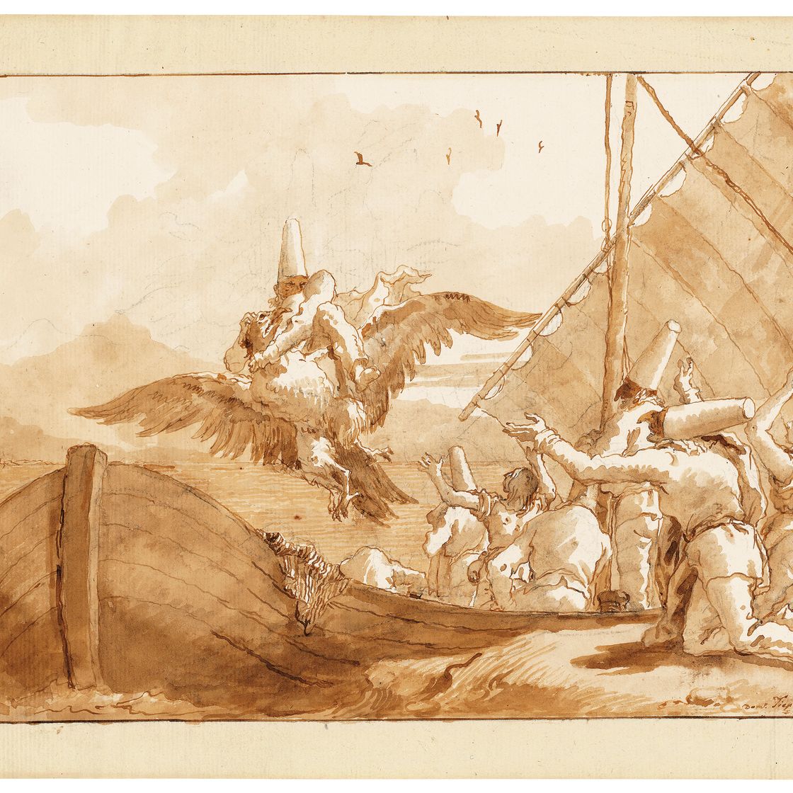 Giovanni Domenico Tiepolo — Пунчинелло унес орел