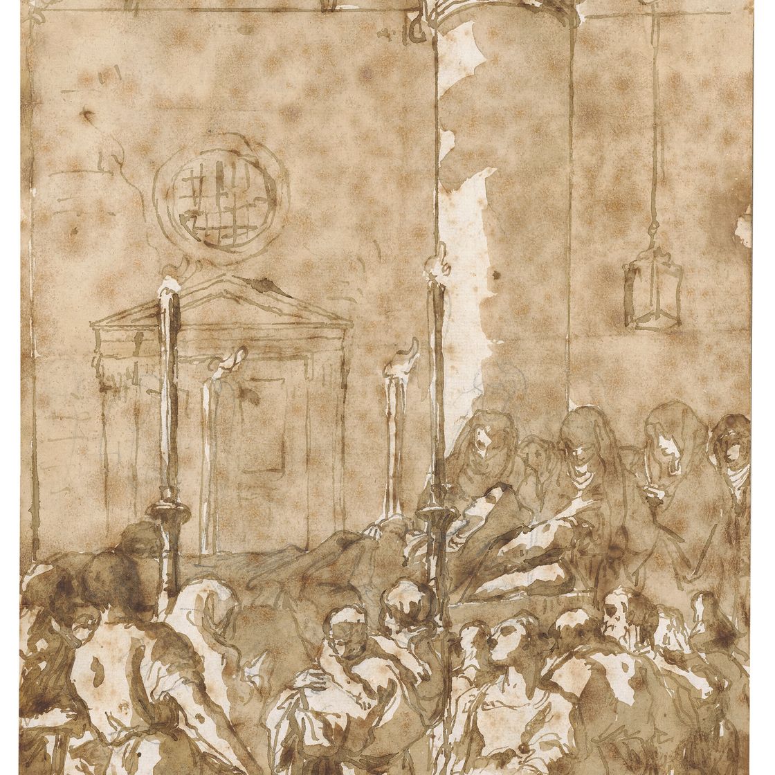 Giovanni Domenico Tiepolo — Похороны монахини (лицевая сторона) ; Набросок женщины под вуалью (оборотная сторона), изображение 1