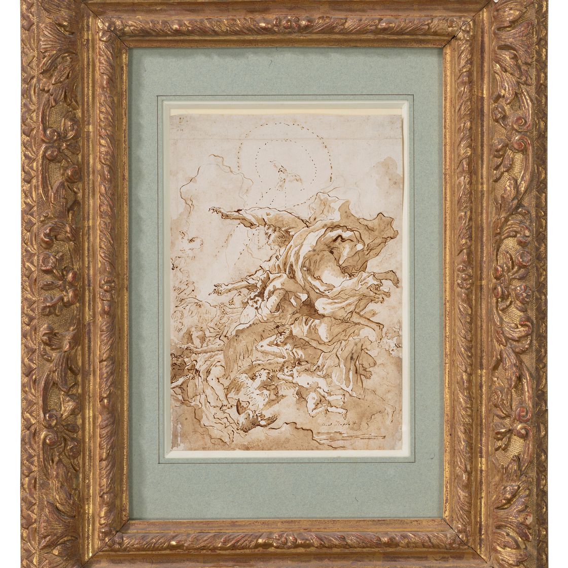 Giovanni Domenico Tiepolo — Бог-Отец, окруженный ангелами, и путти в облаках, изображение 2