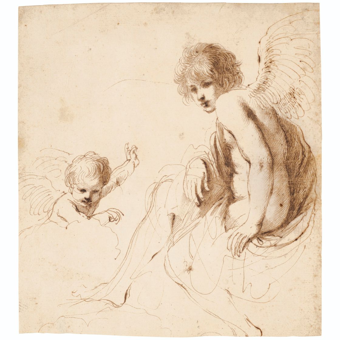 Giovanni Francesco Barbieri — Сидящий ангел с клюшкой