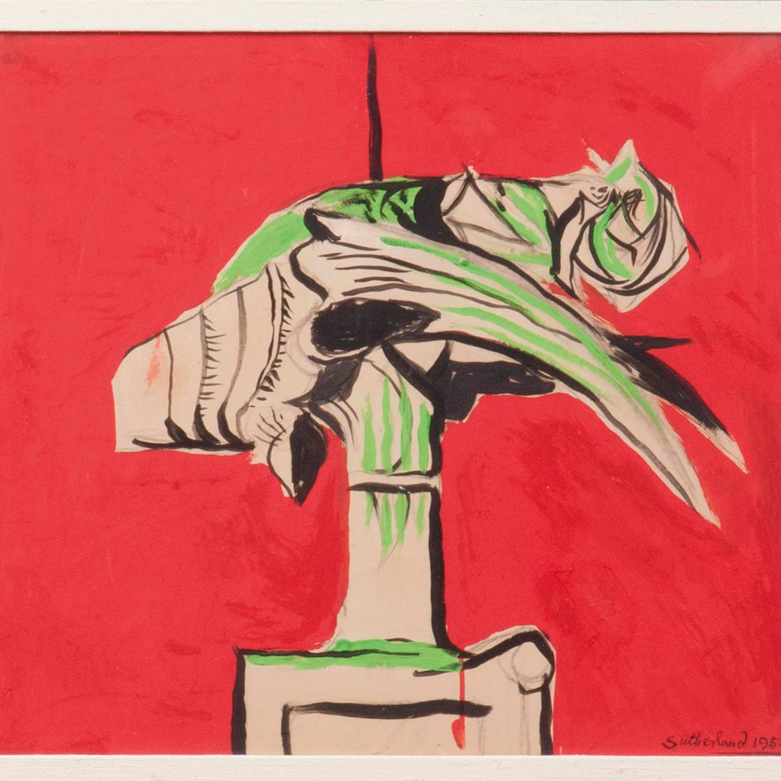 Graham Sutherland — Голова на красном фоне