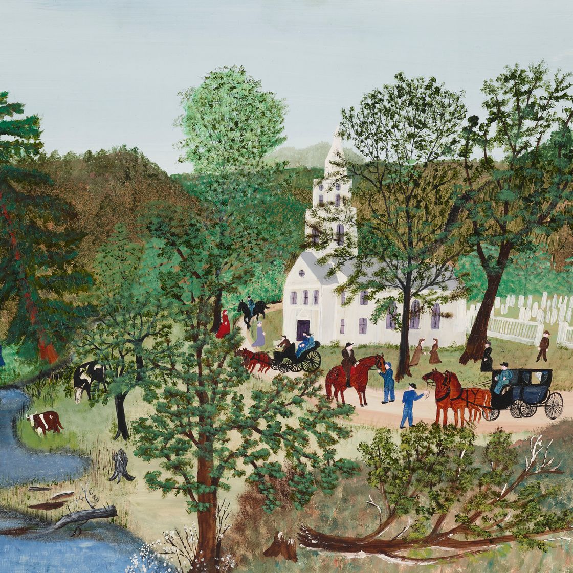 Grandma Moses — Церковь в Диком лесу, изображение 1