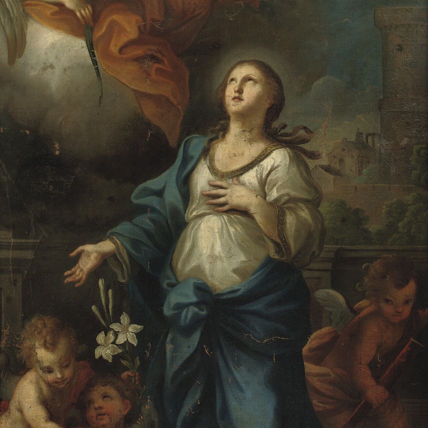 Guido Reni — Святая Варвара, окруженная ангелами