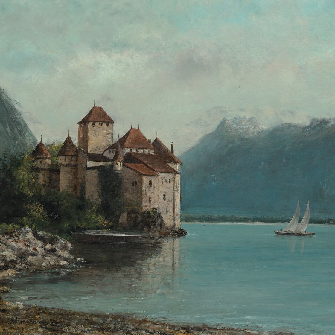 Gustave Courbet — Шильонский замок, Женевское озеро, изображение 1