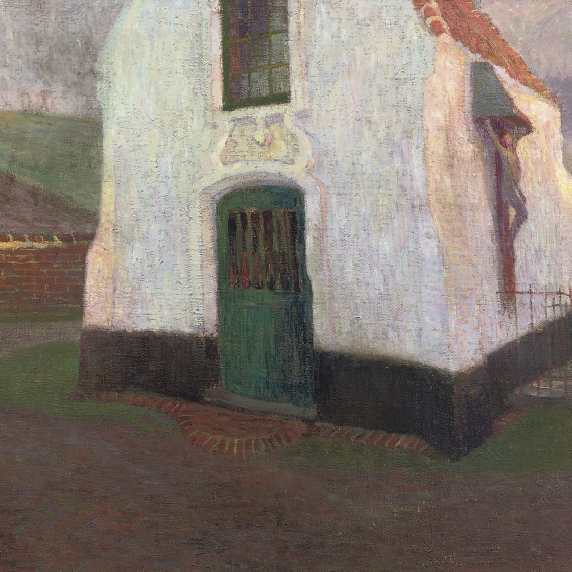 Gustave de Smet — Каппелеке - часовня близ Брюгге с дамбой канала Гент-Брюгге-Остенде вдалеке.